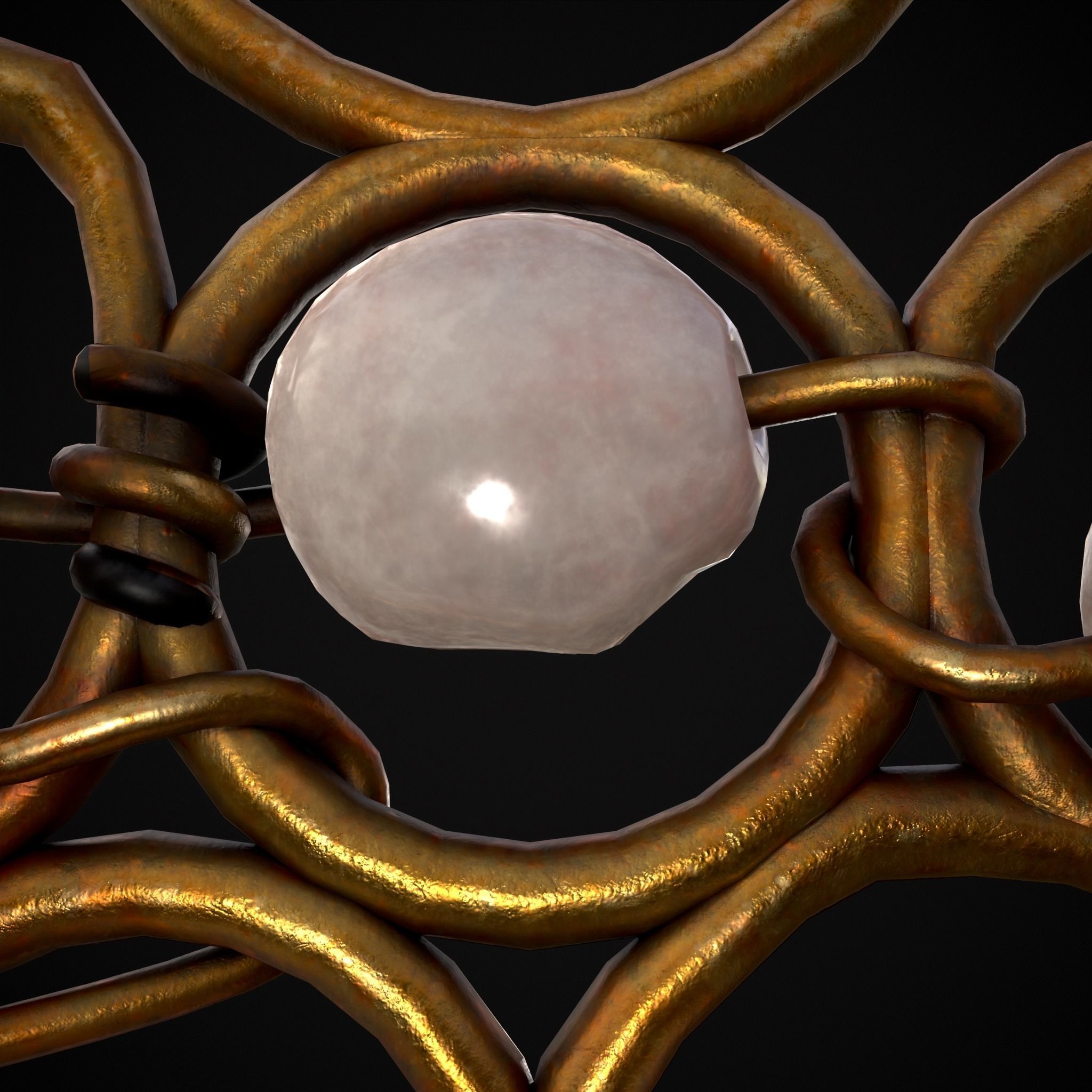 Pearl Loop Drop Earrings Low-poly 3D model_17