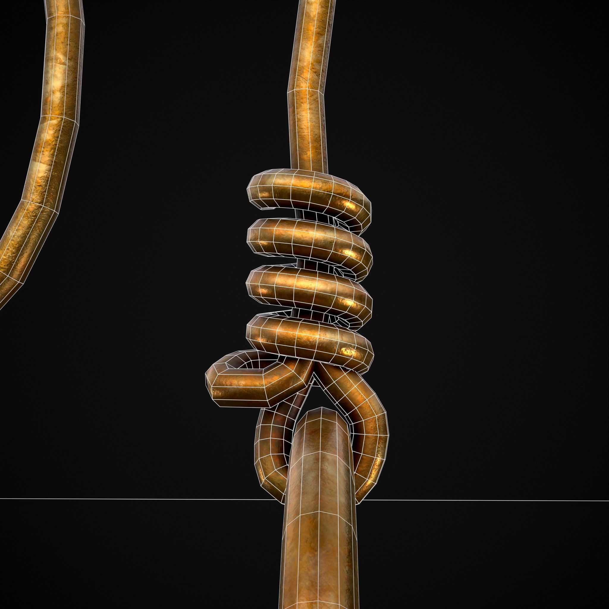 Pearl Loop Drop Earrings Low-poly 3D model_14