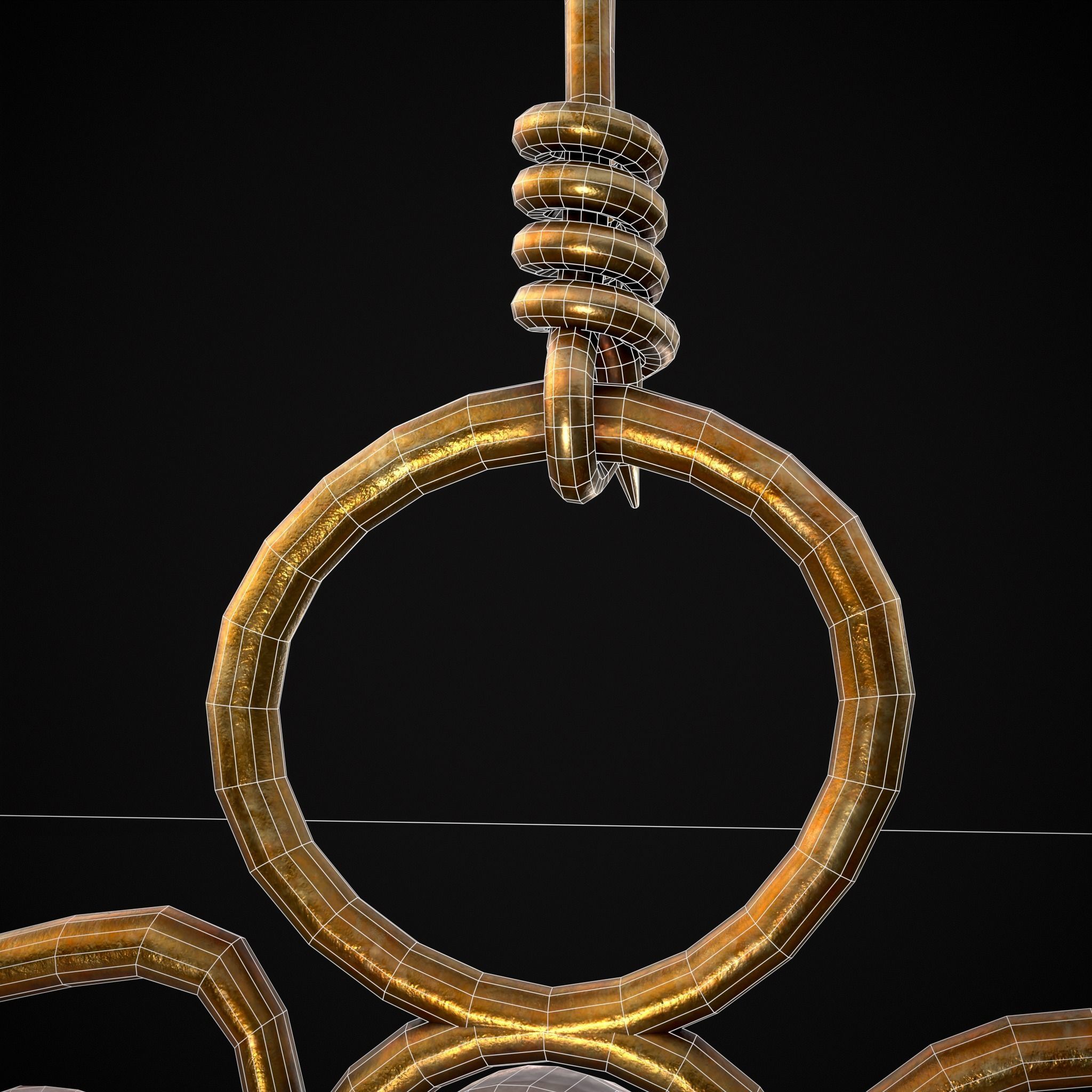 Pearl Loop Drop Earrings Low-poly 3D model_16