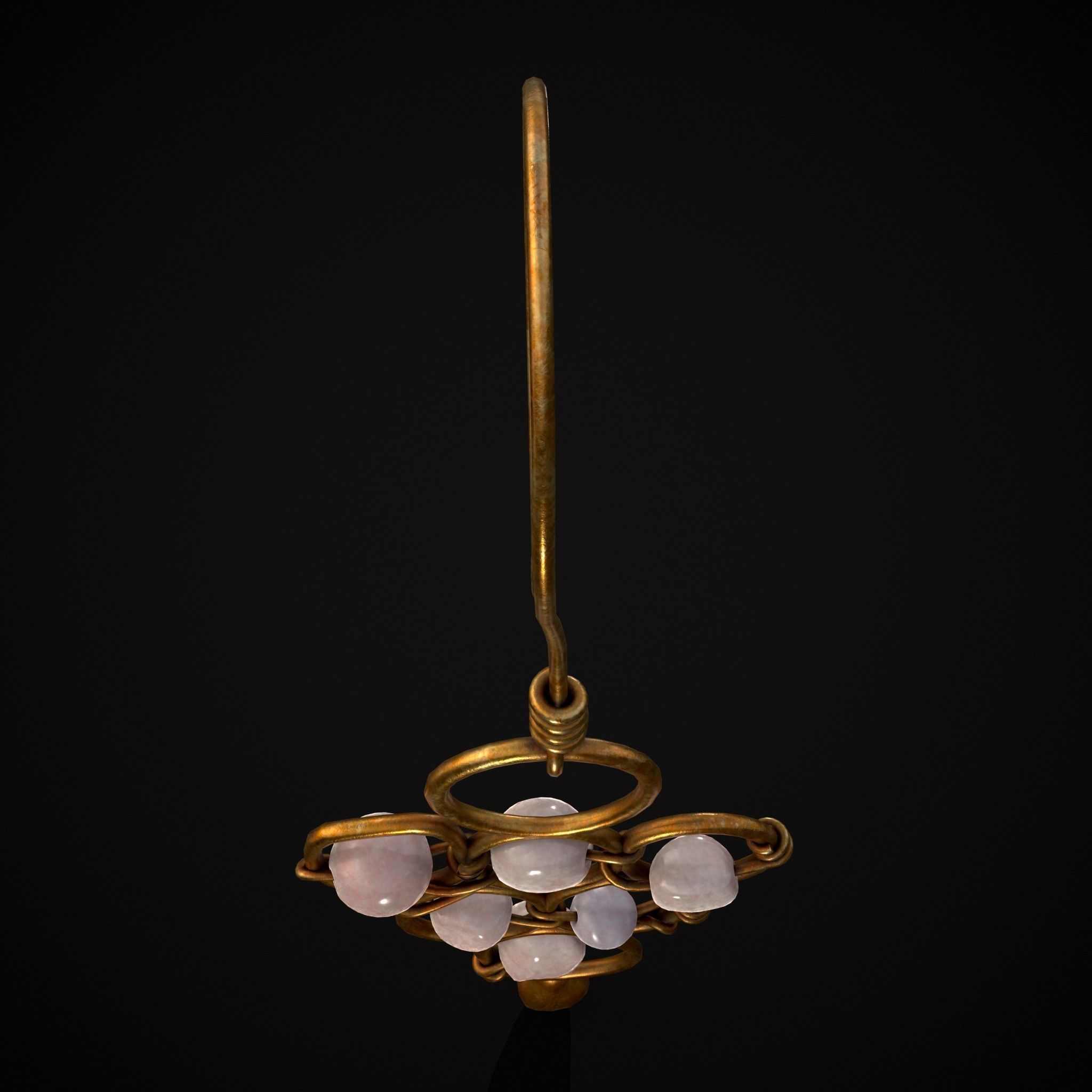 Pearl Loop Drop Earrings Low-poly 3D model_35