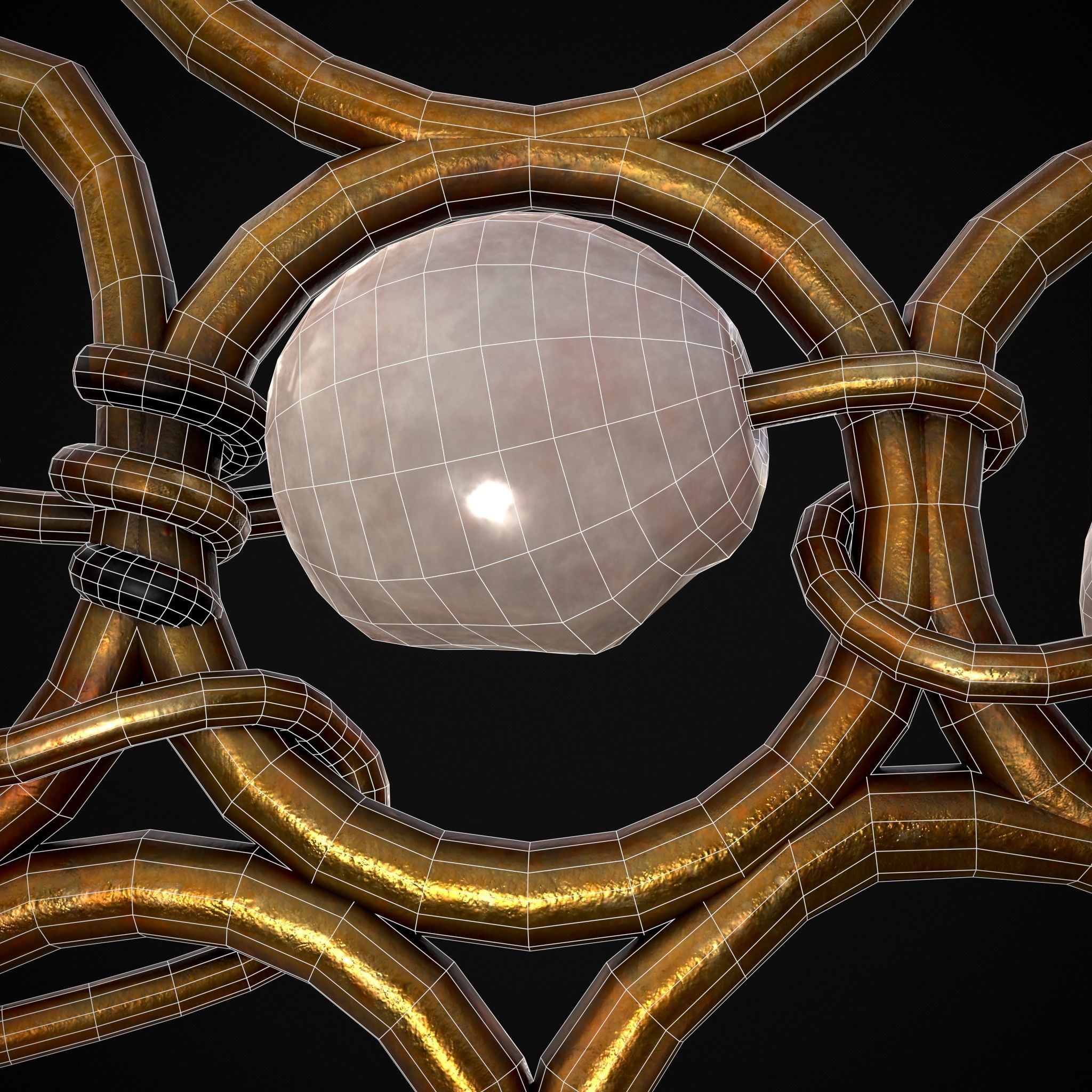 Pearl Loop Drop Earrings Low-poly 3D model_18