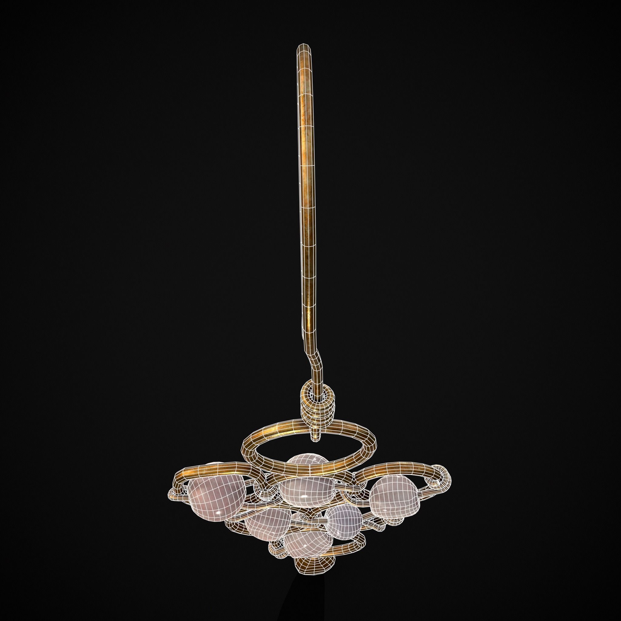 Pearl Loop Drop Earrings Low-poly 3D model_36