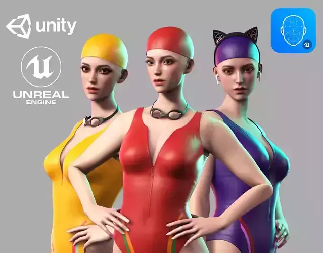 Streetwear Girl 3-12 - School Wear Girls Pack Game-Ready Low-poly 3D model