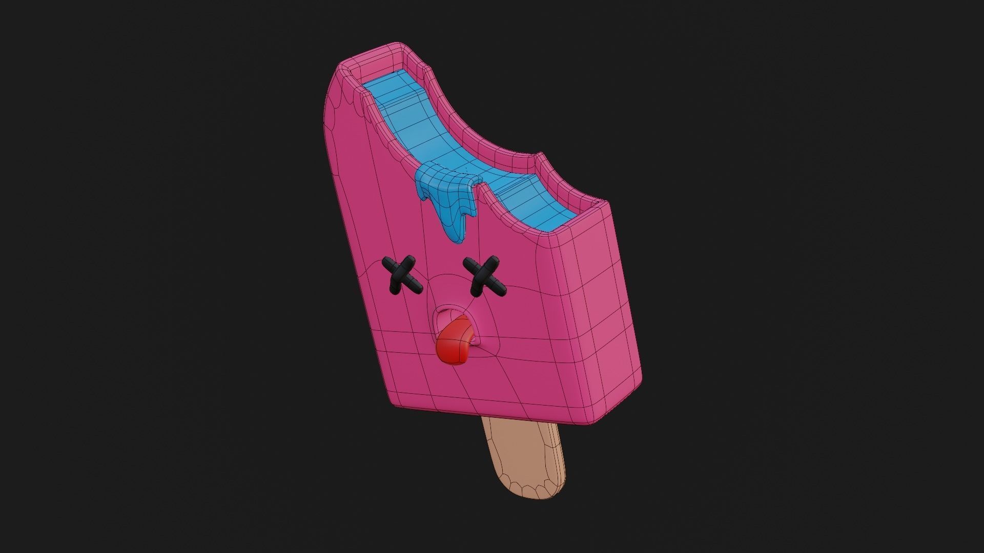 Stylized Melting Ice Cream Popsicle Character Model 3D model_7