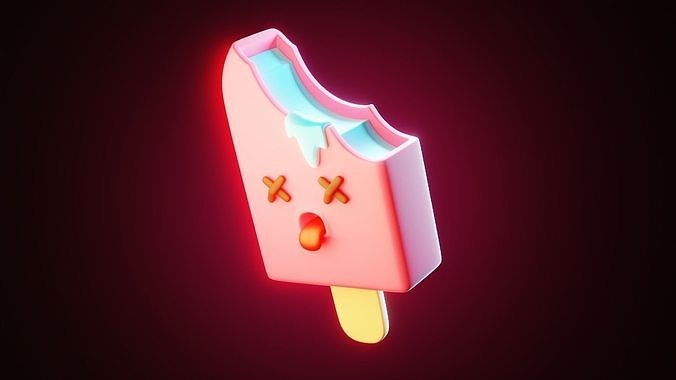 Stylized Melting Ice Cream Character 3D model