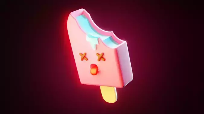 Stylized Melting Ice Cream Popsicle Character Model 3D model