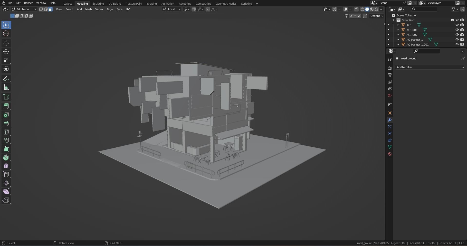 Traditional Hong Kong Verandah Building 3D model_2