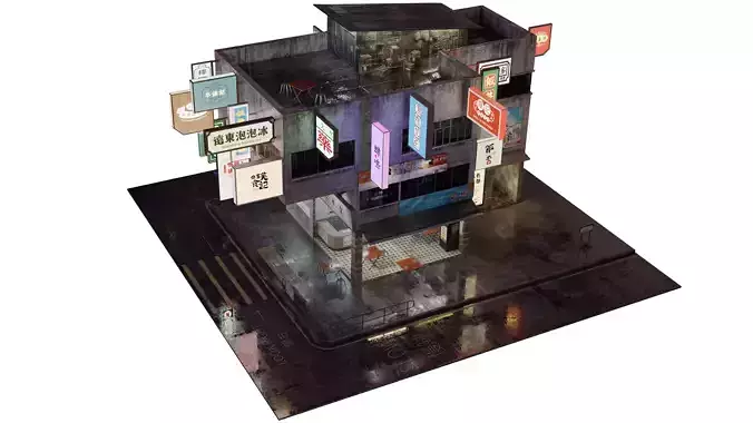 Traditional Hong Kong Verandah Building 3D model Traditional Hong Kong Verandah Building 3D model