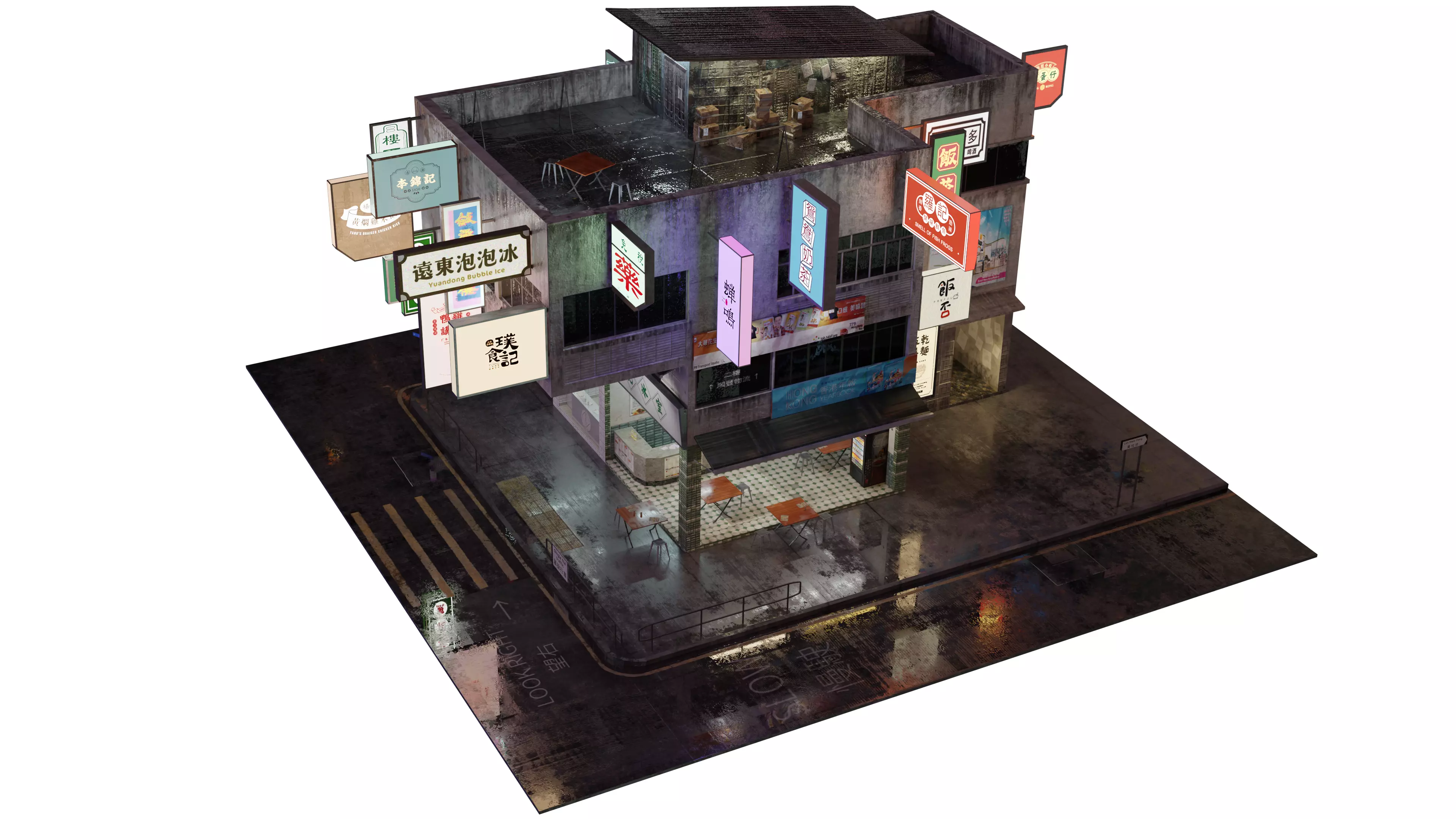 Traditional Hong Kong Verandah Building 3D model_0