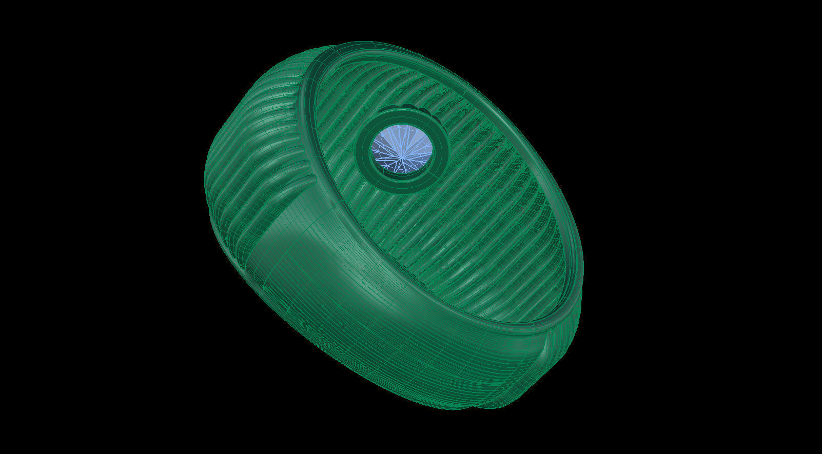 Tube Texture Ring with Center Round Gem 5 mm 3D print model_8