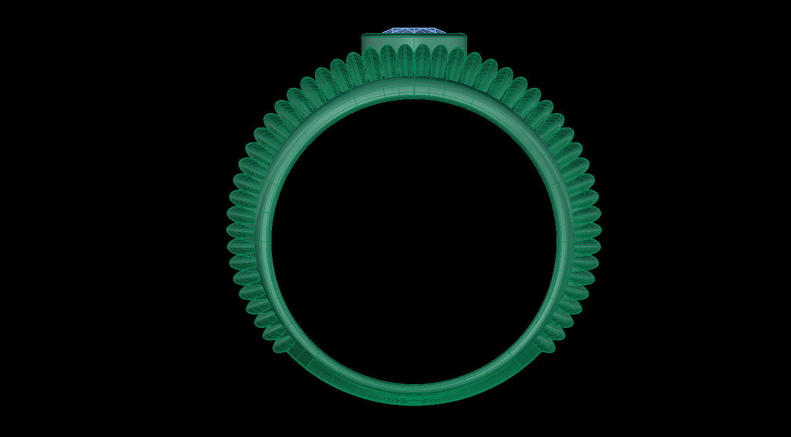 Tube Texture Ring with Center Round Gem 5 mm 3D print model_10
