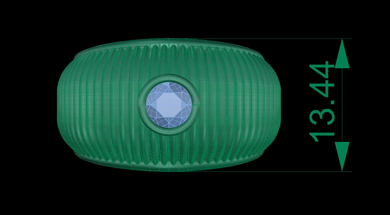 Tube Texture Ring with Center Round Gem 5 mm 3D print model_11