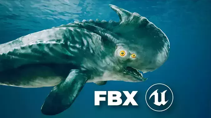 Alien Fantasy Ocean Creature - Tri Whale with Unreal Support Low-poly 3D model