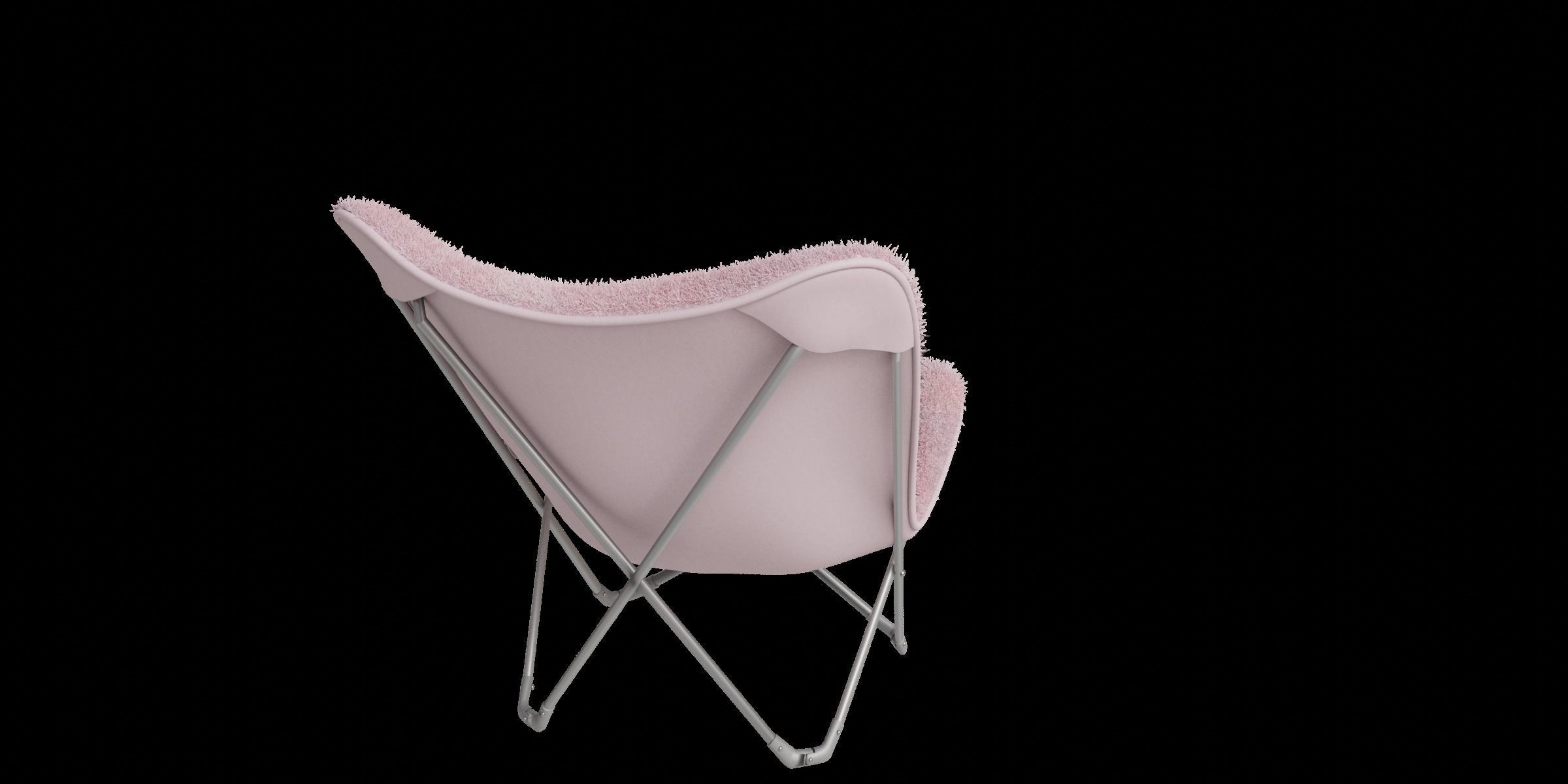Pink Fur Arm Chair 3D model_10