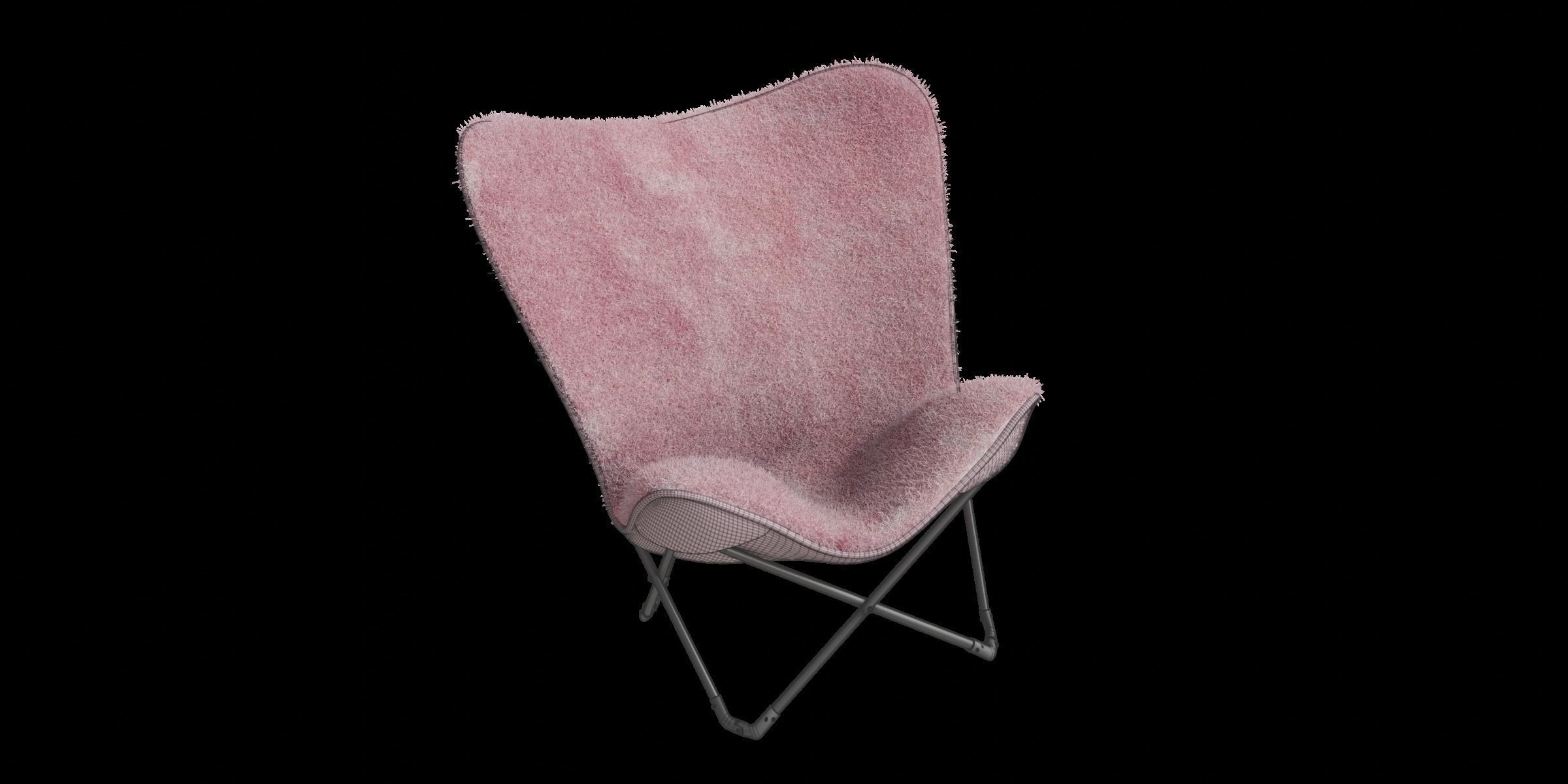 Pink Fur Arm Chair 3D model_3