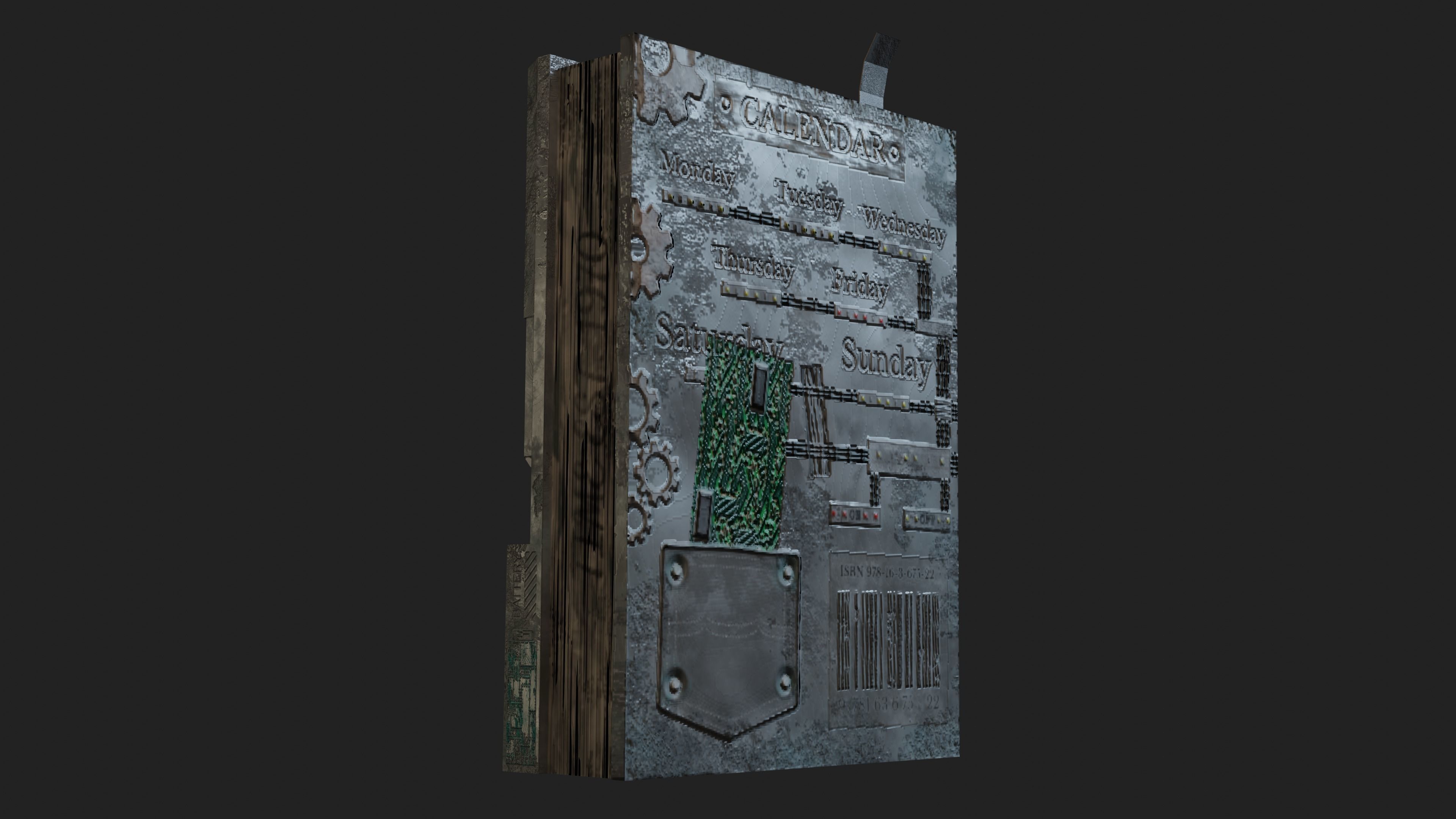 Old Book Clock Low-poly 3D model_2