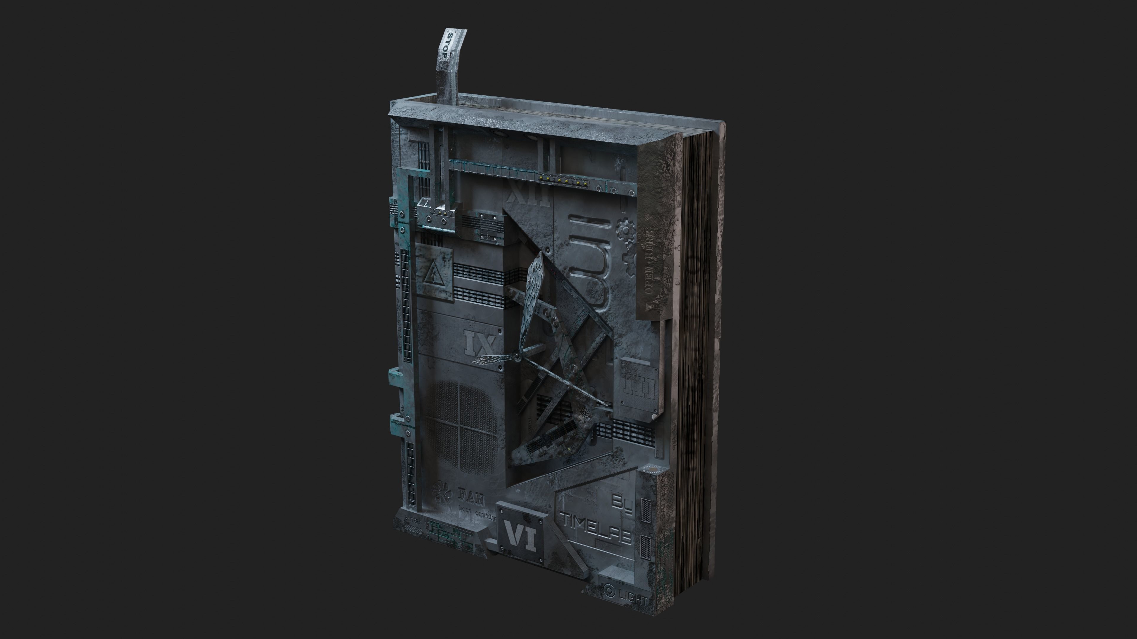 Old Book Clock Low-poly 3D model_1