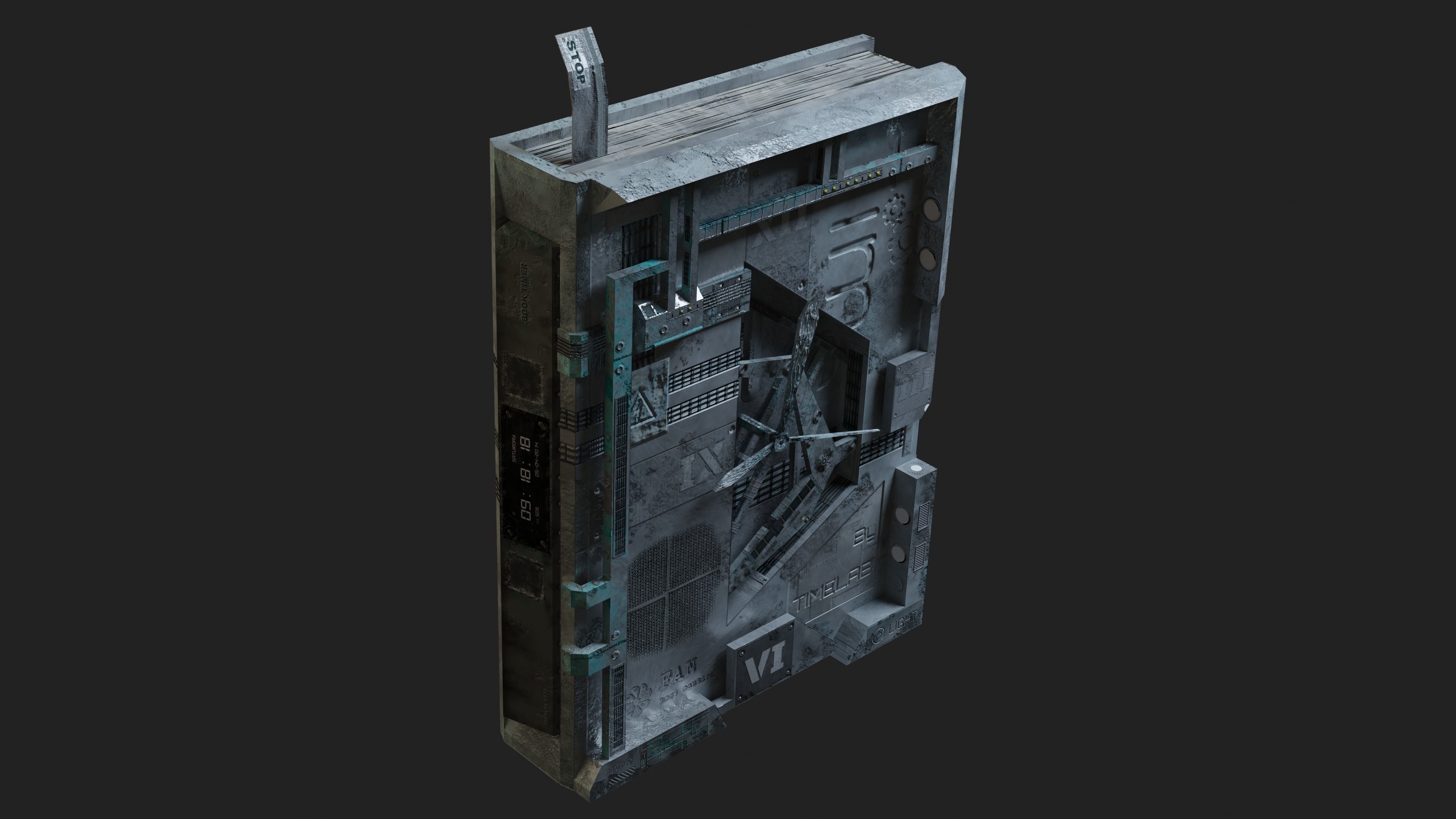 Old Book Clock Low-poly 3D model_3