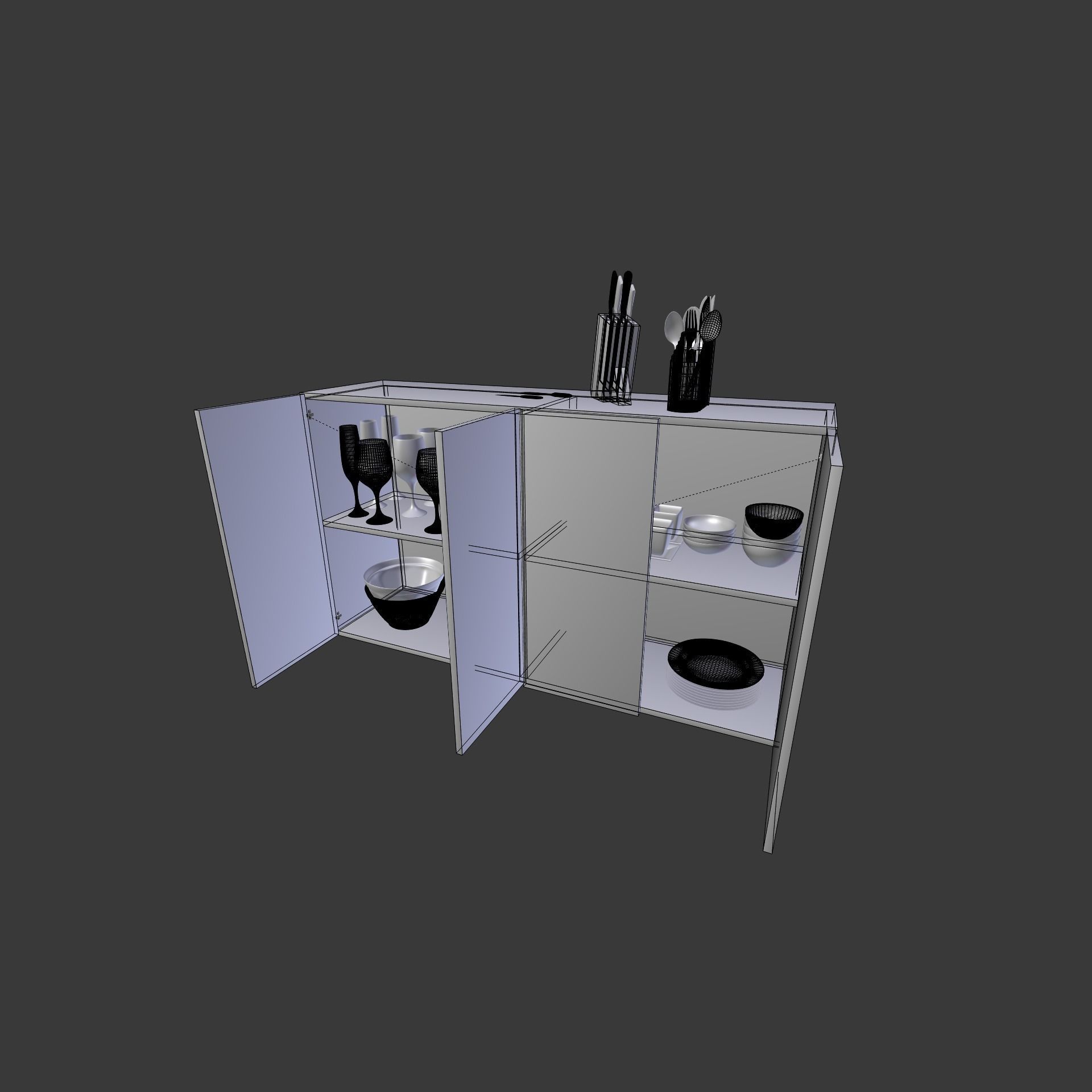 Dream Buffet Counter Low-poly 3D model_23