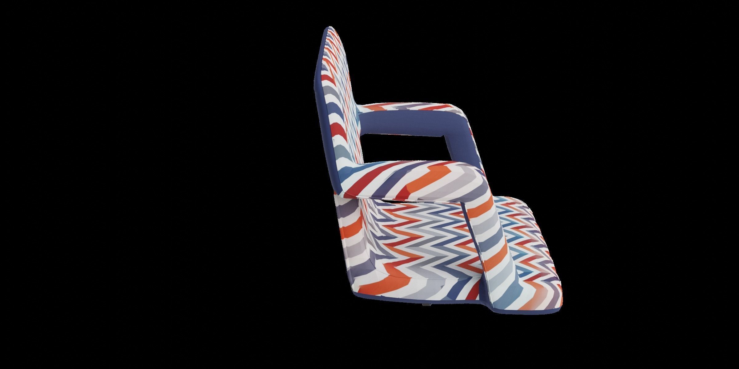 Foldable Zigzag Chair Low-poly 3D model_9