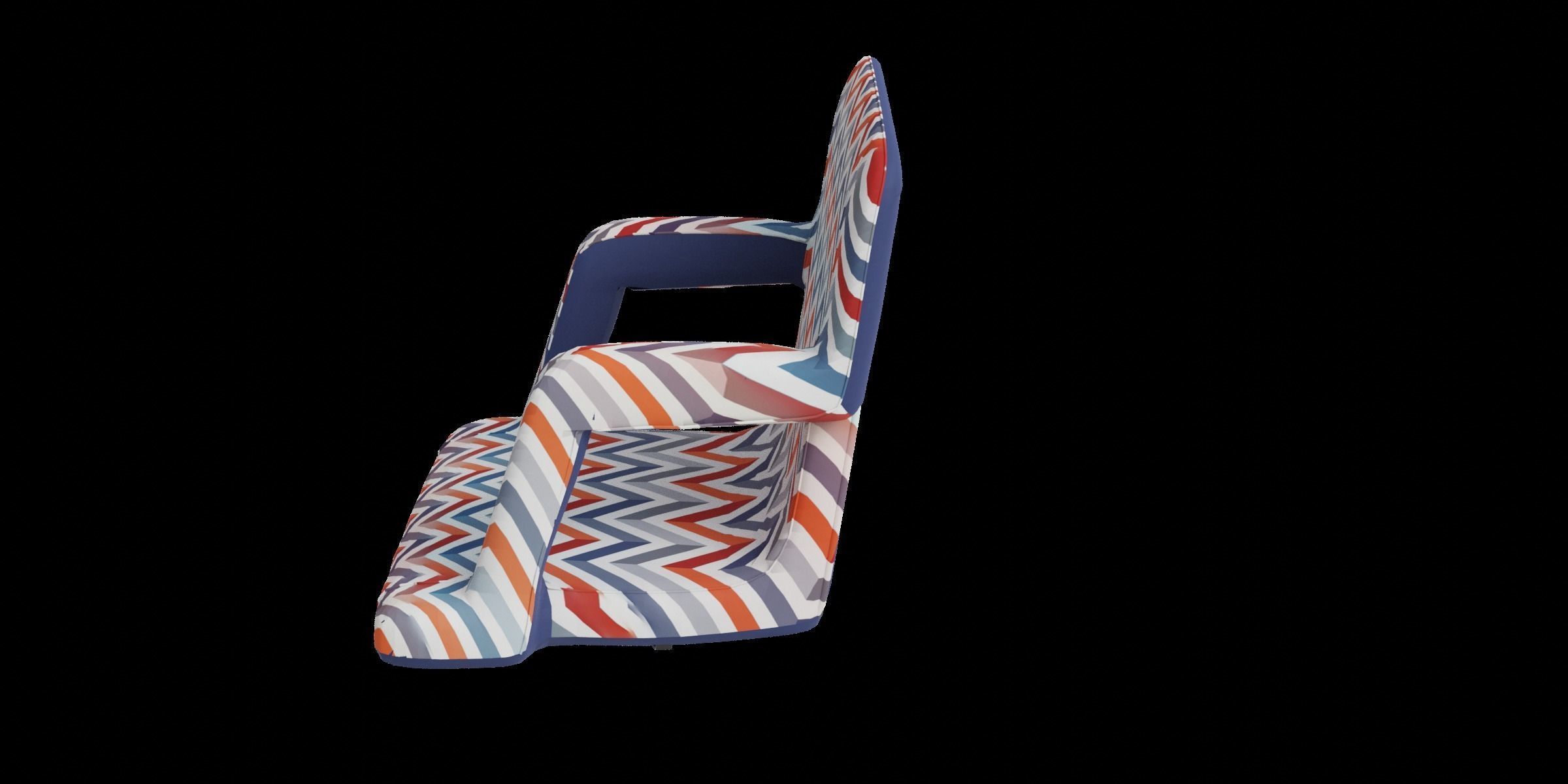 Foldable Zigzag Chair Low-poly 3D model_11