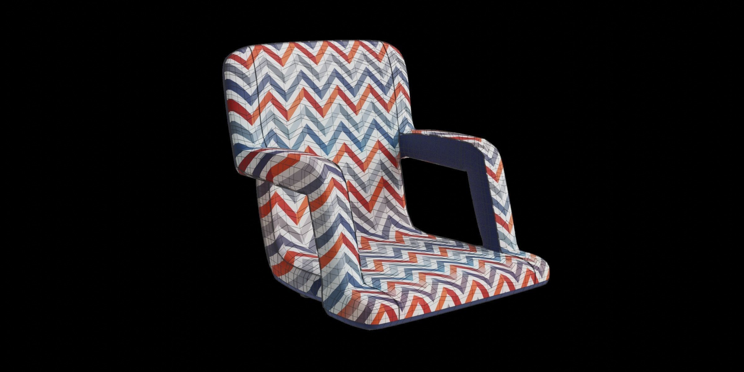 Foldable Zigzag Chair Low-poly 3D model_3