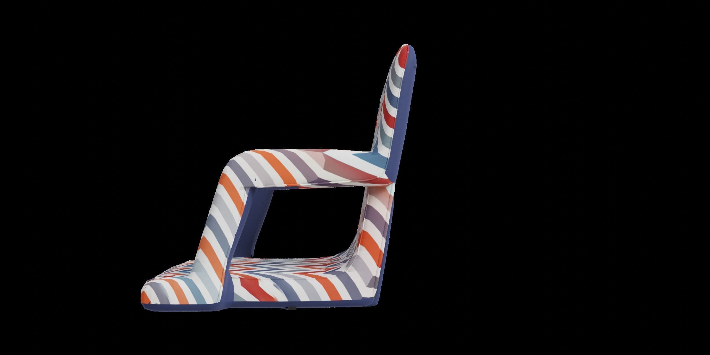 Foldable Zigzag Chair Low-poly 3D model_7