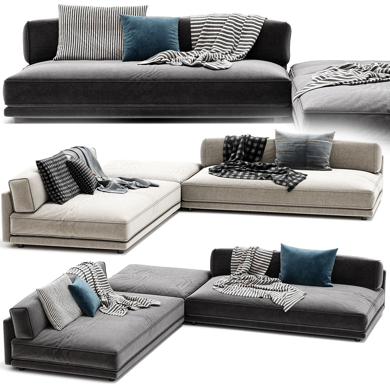Sunday Small l Sectional Sofa From Blu Dot 3D model_1