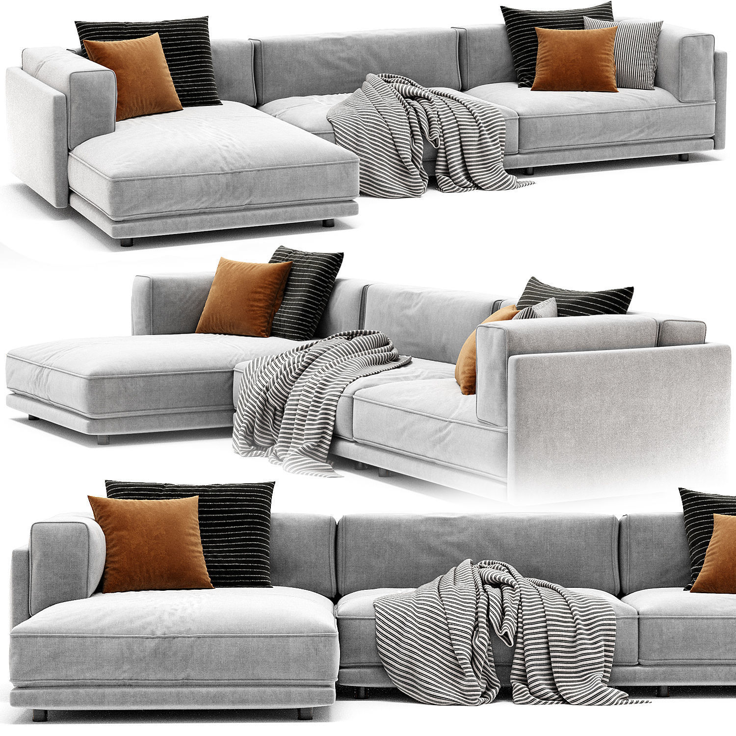 Sunday Sofa With Chaise From Blu Dot 3D model_2