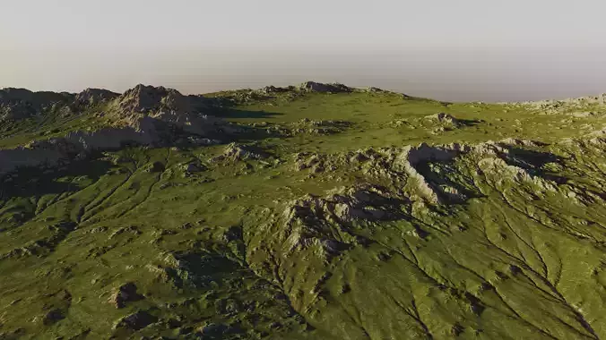 Realistic Green Rocky Mountains  3D model
