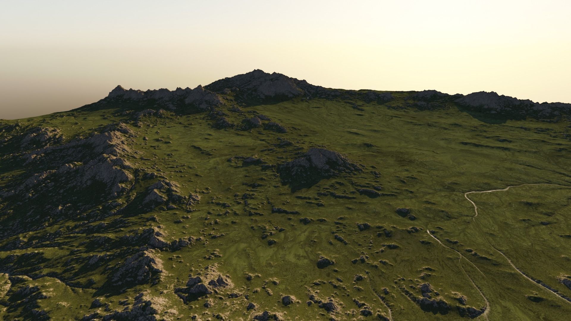 Realistic Green Rocky Mountains  3D model_1