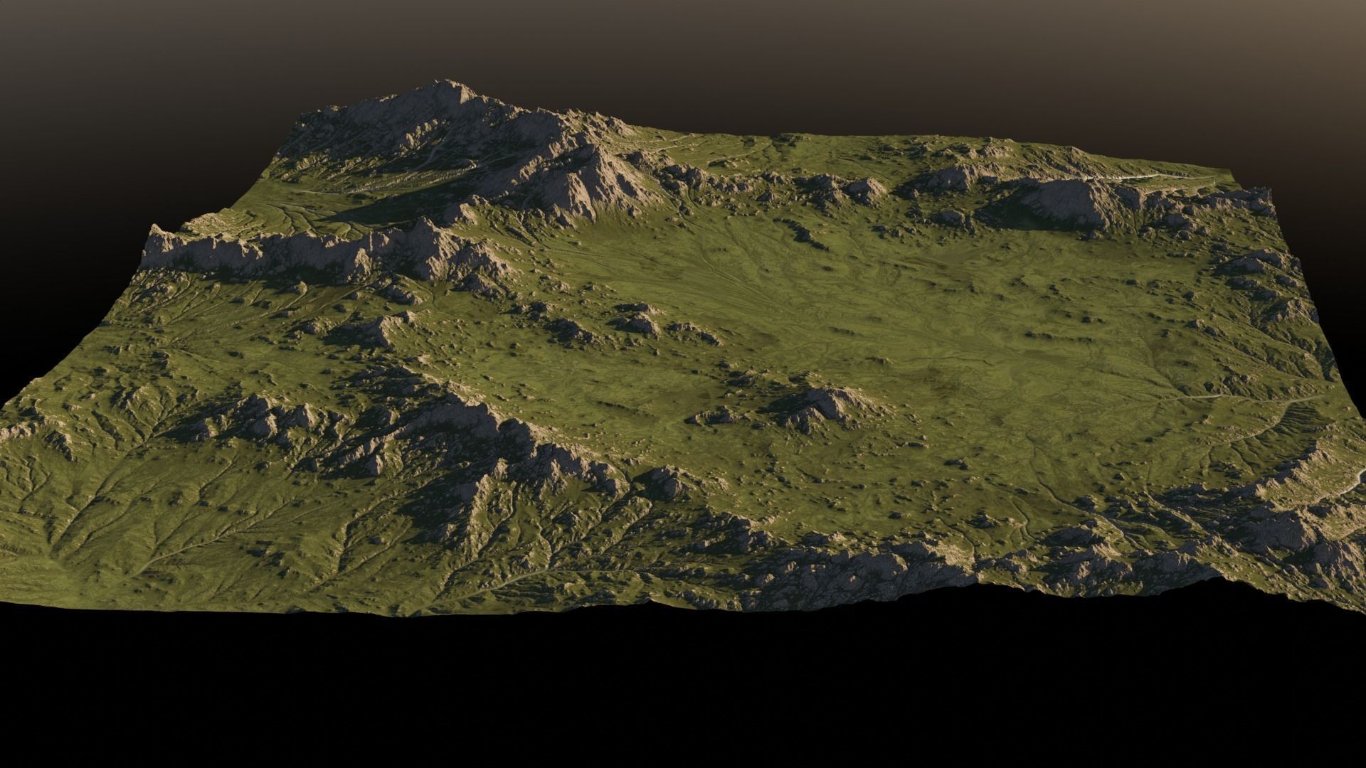 Realistic Green Rocky Mountains  3D model_3