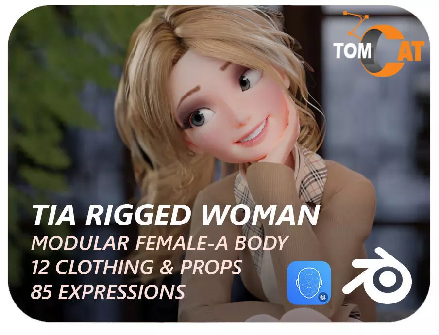 Tia Rigged Woman for Blender Low-poly 3D model