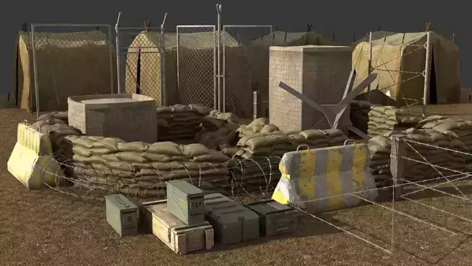 Military Barricade tent sandbag Barbwire Barricade 