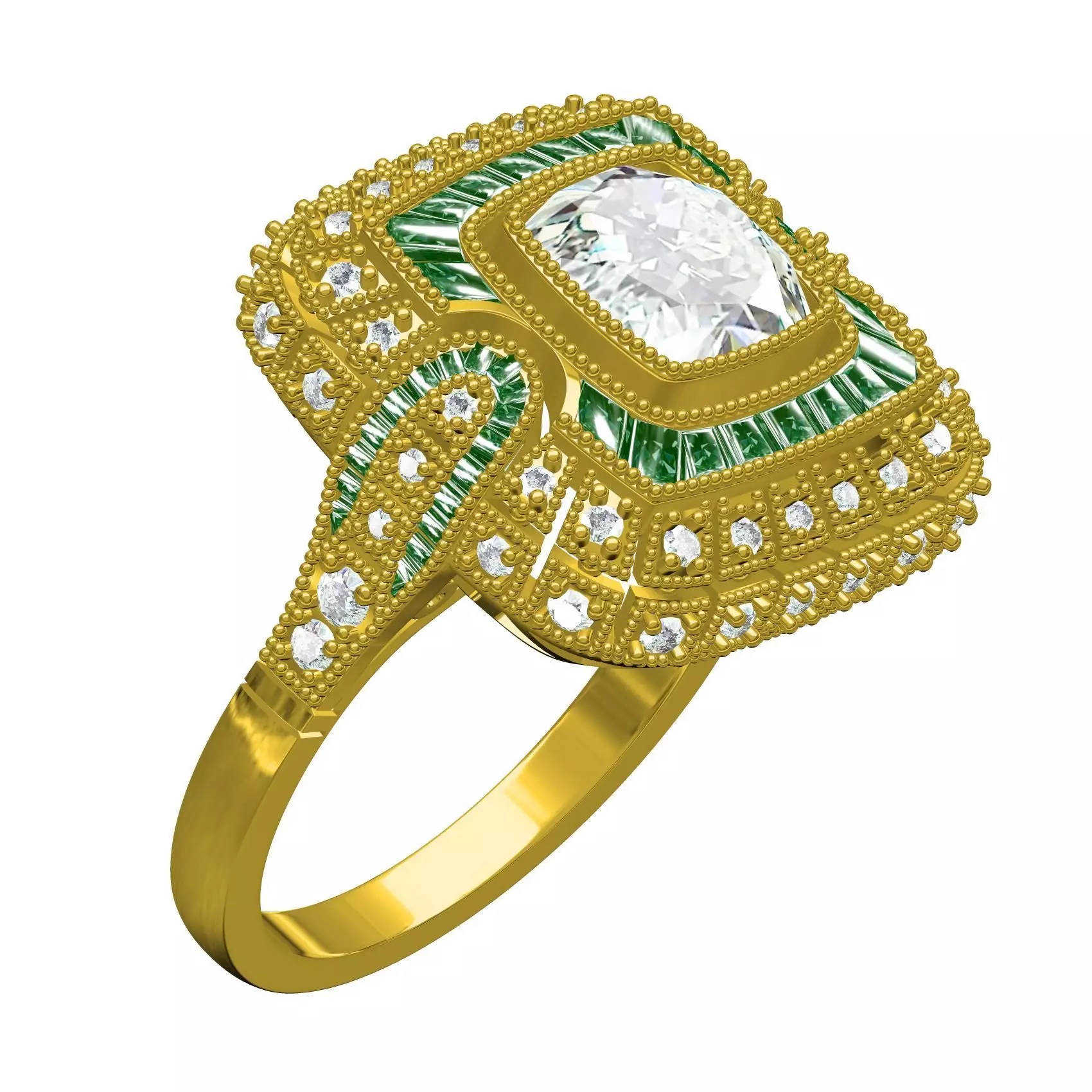 Antique Art Deco Vintage Ring 3 3D print model