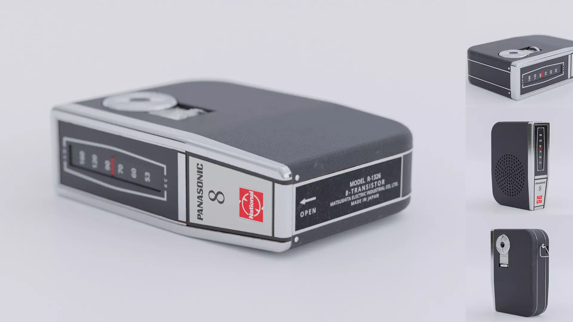 Vintage Panasonic Transmision Radio Low-poly 3D model_0