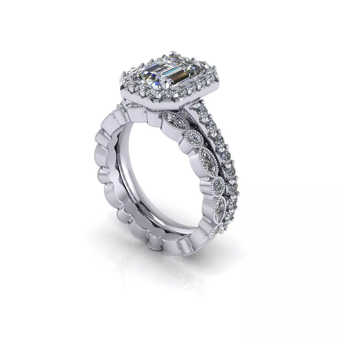 Precious Emerald Engagement Ring 3D print model