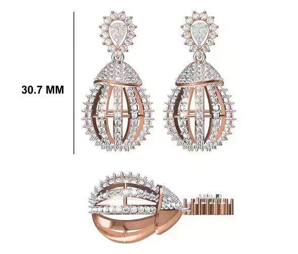 Women Diamond Earrings STL FBX JCD Details