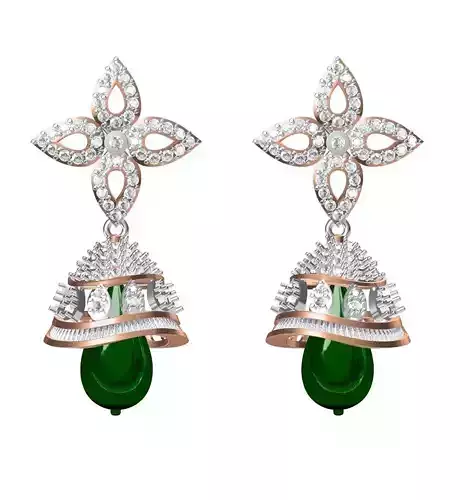 Women Diamond Earrings STL FBX JCD Details
