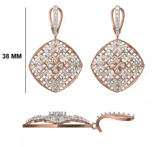 Women Diamond Earrings STL FBX JCD Details