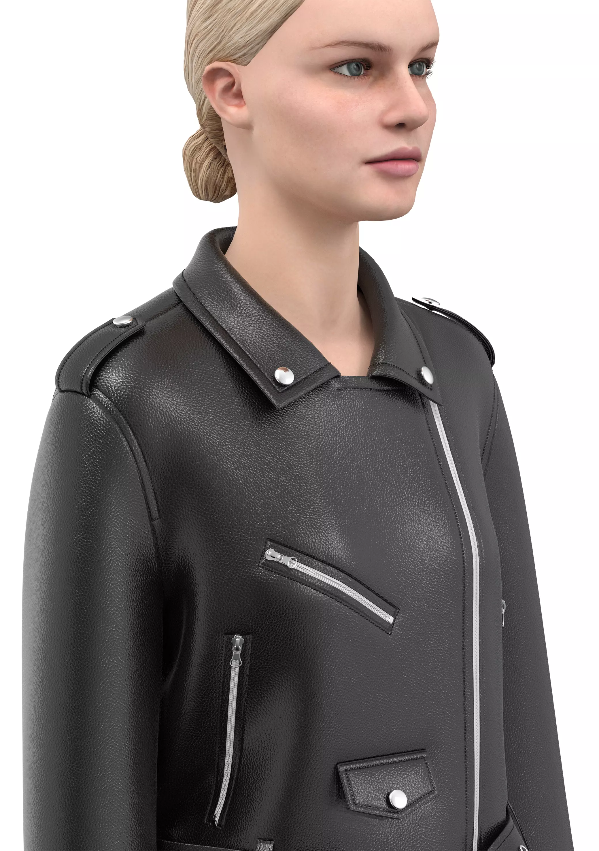 ladies biker jacket Low-poly 3D model_48
