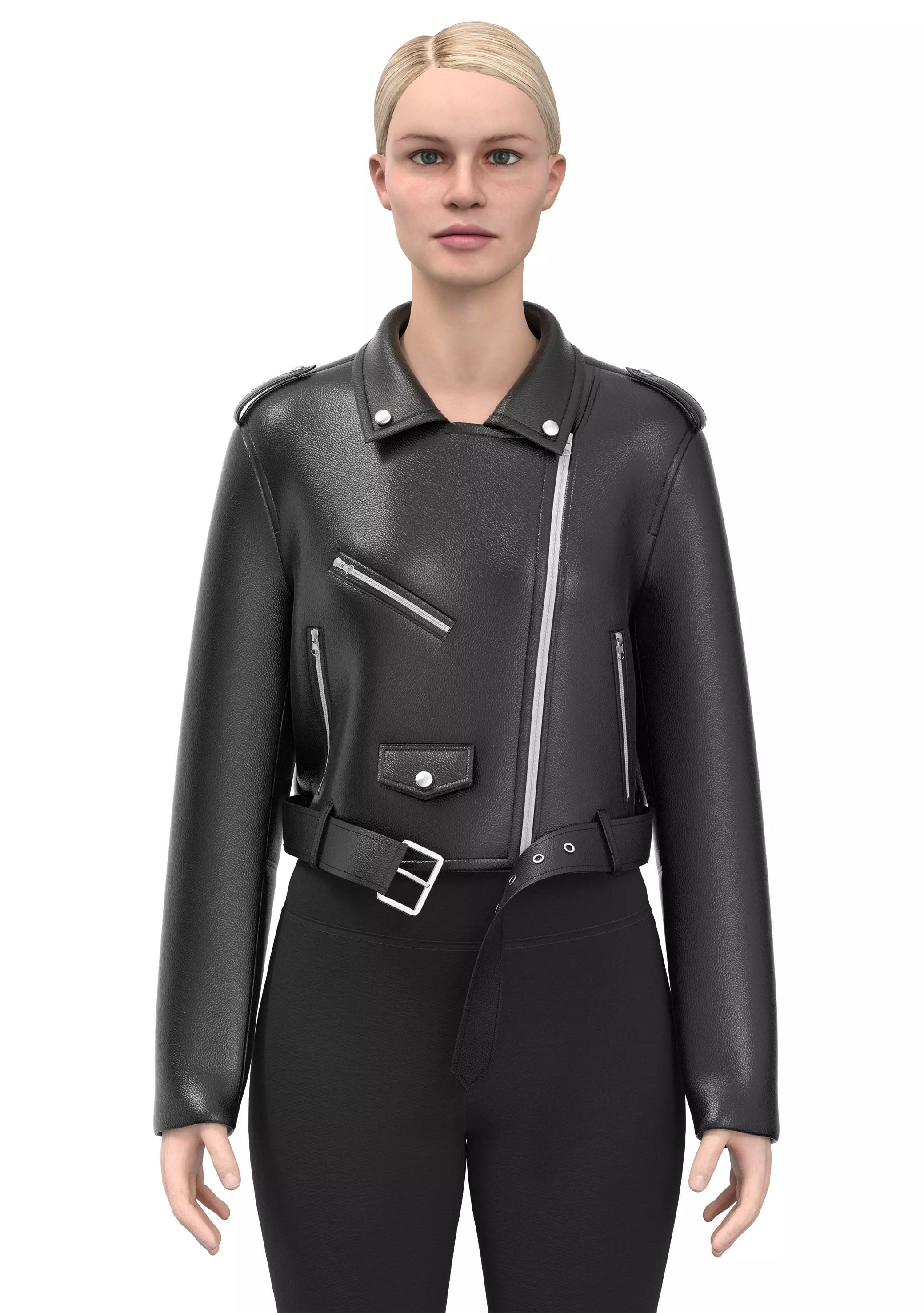 ladies biker jacket Low-poly 3D model_54