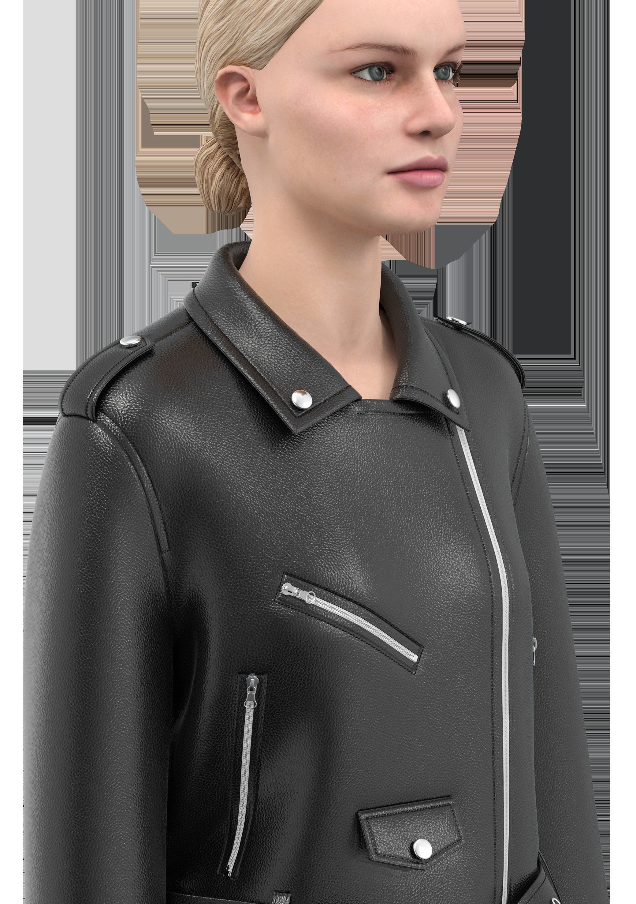 ladies biker jacket Low-poly 3D model_2