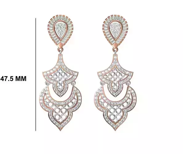 Women Diamond Earrings STL FBX JCD Details