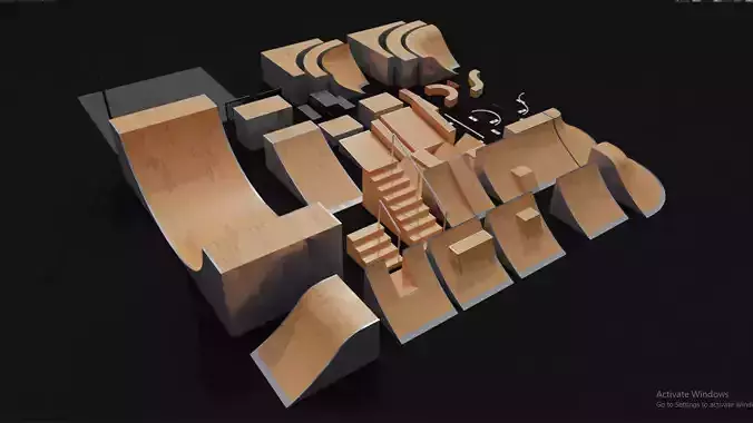 Skate Park Builder and BMX - Pack Low-poly 3D model
