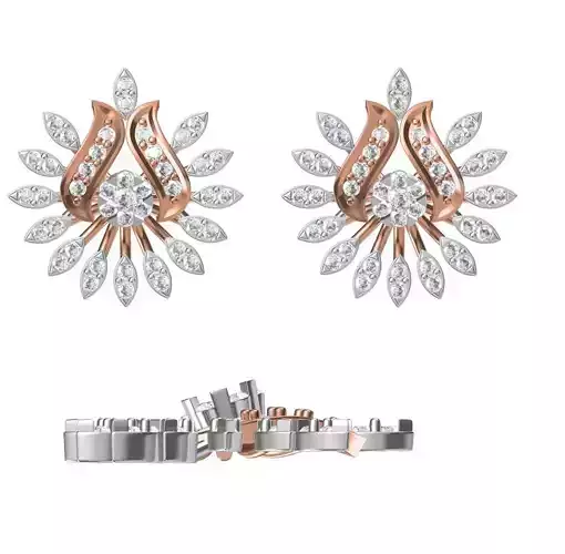 Women Diamond Earrings STL FBX JCD Details