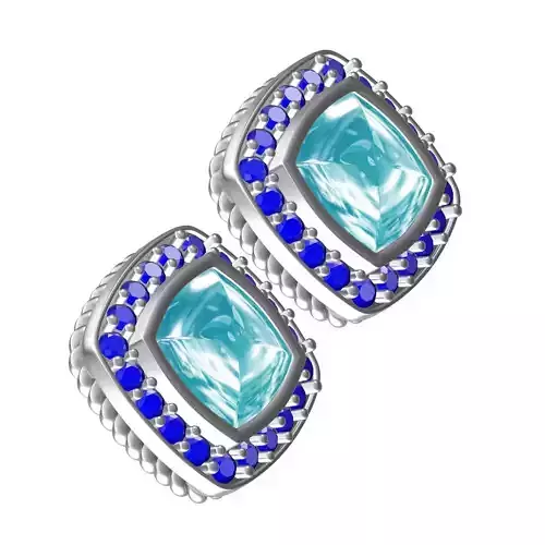 Cushion Stone Diamond Halo Stud Earring