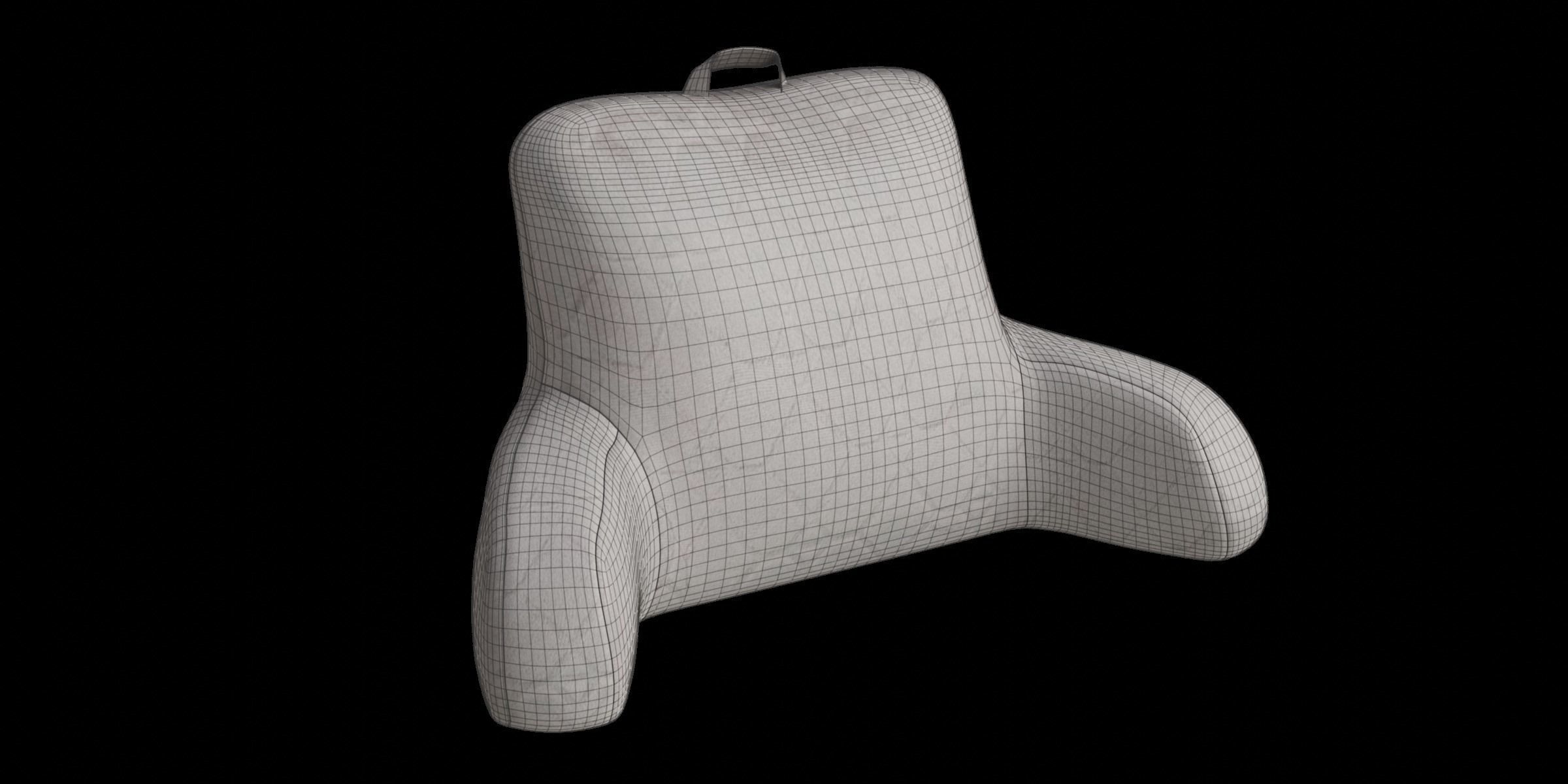 Gray Backrest Pillow Low-poly 3D model_3