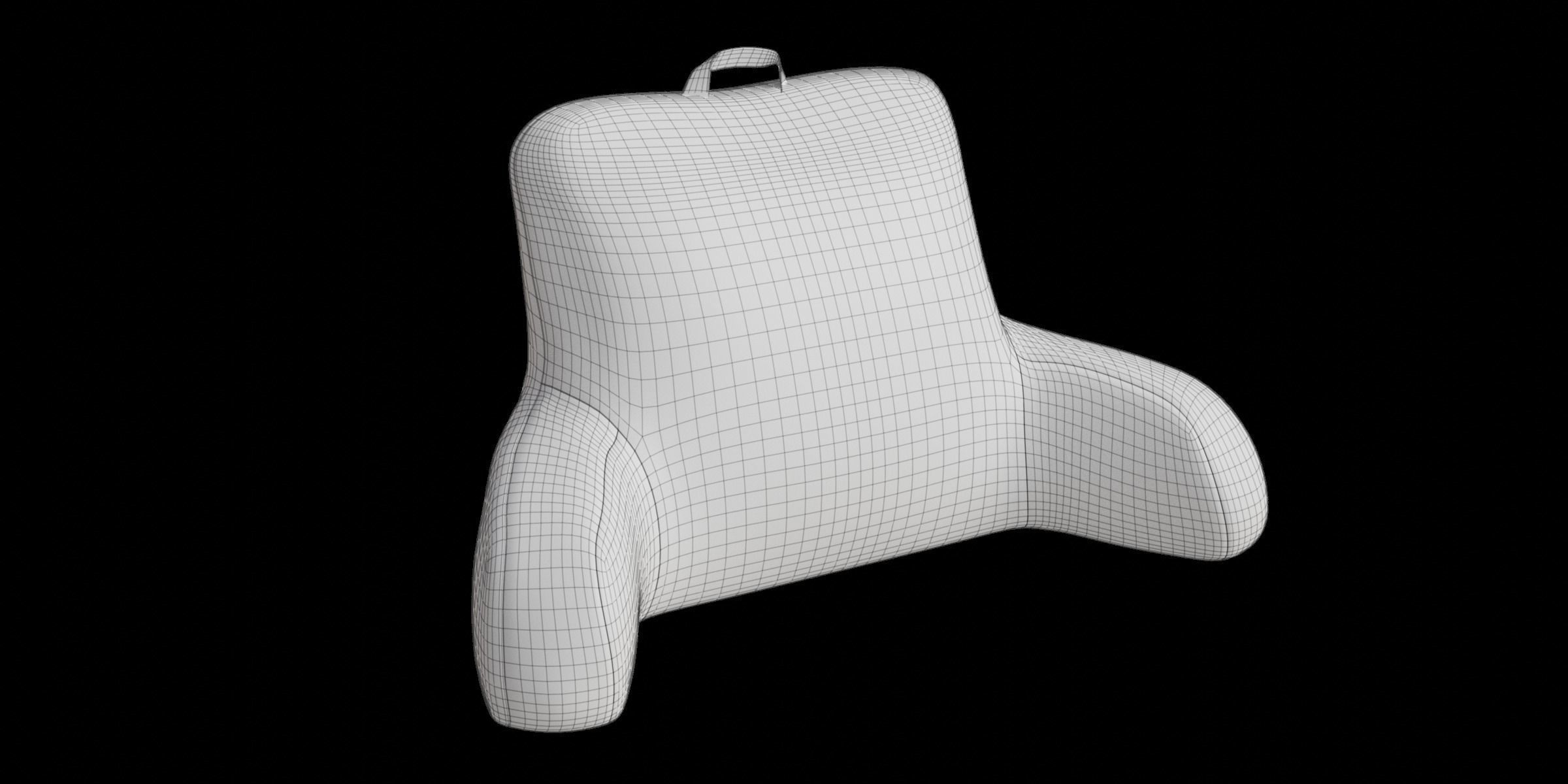 Gray Backrest Pillow Low-poly 3D model_2