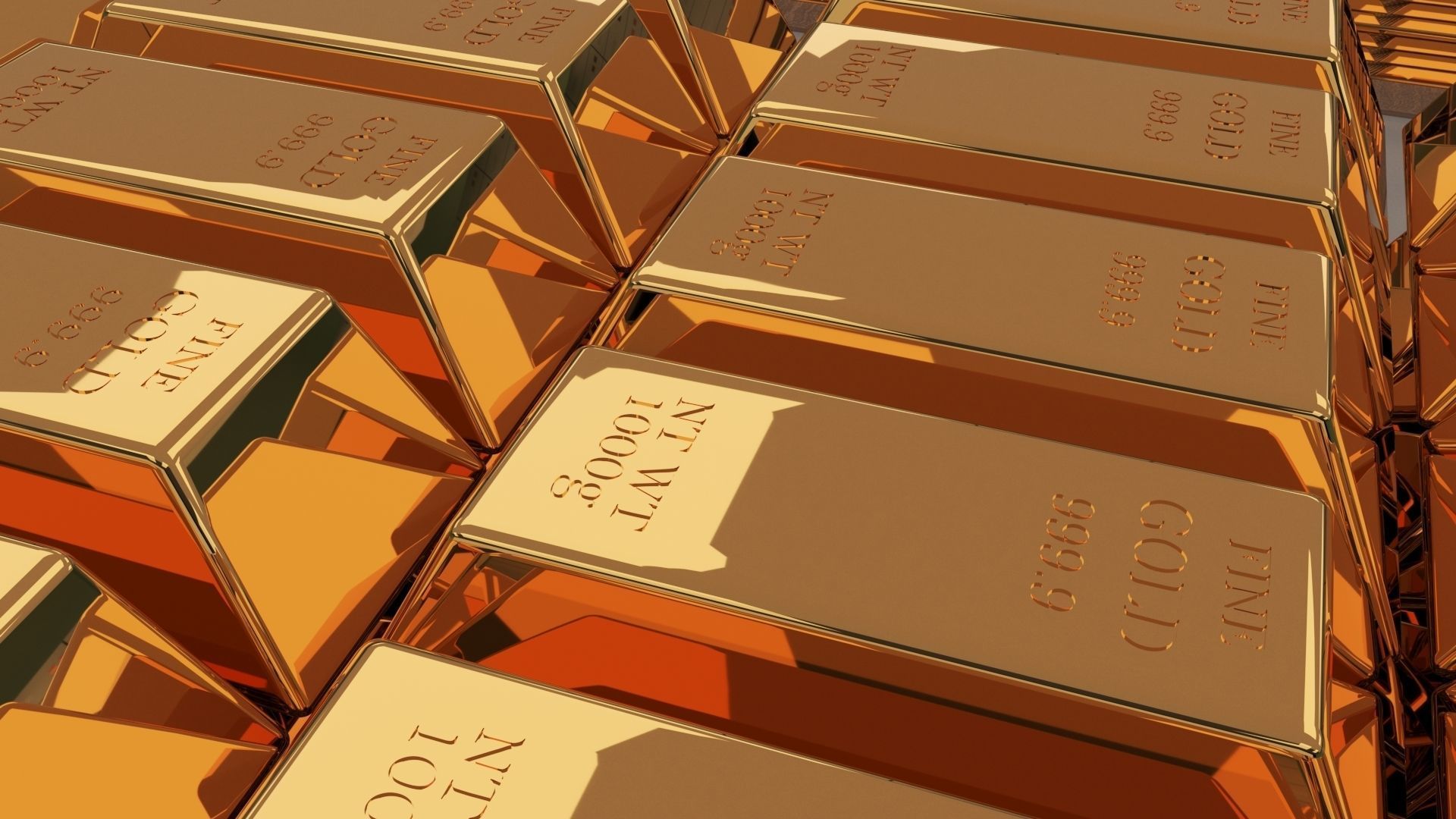 Gold bars bank vault 3D model_1